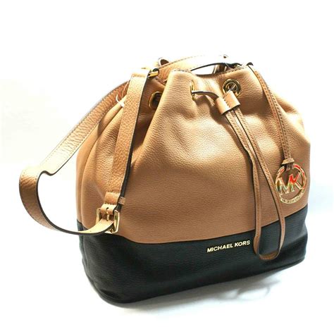 vintage large michael kors black leather inside drawstring shoulder bag|michael kors flat shoulder bags.